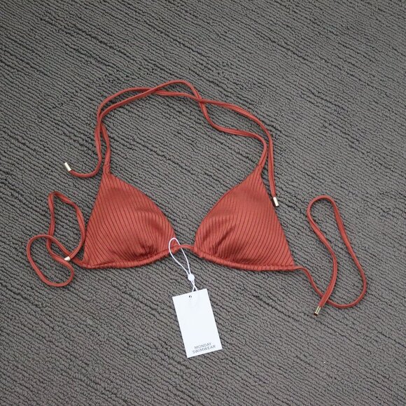 NWT MONDAY Swimwear Palma Bikini Top - Copper Wide Rib - Large - Picture 3 of 6